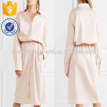 Lose Wolke rosa Langarm Baumwollhemd täglich Midi Kleid Herstellung Großhandel Mode Frauen Bekleidung (TA0058D)